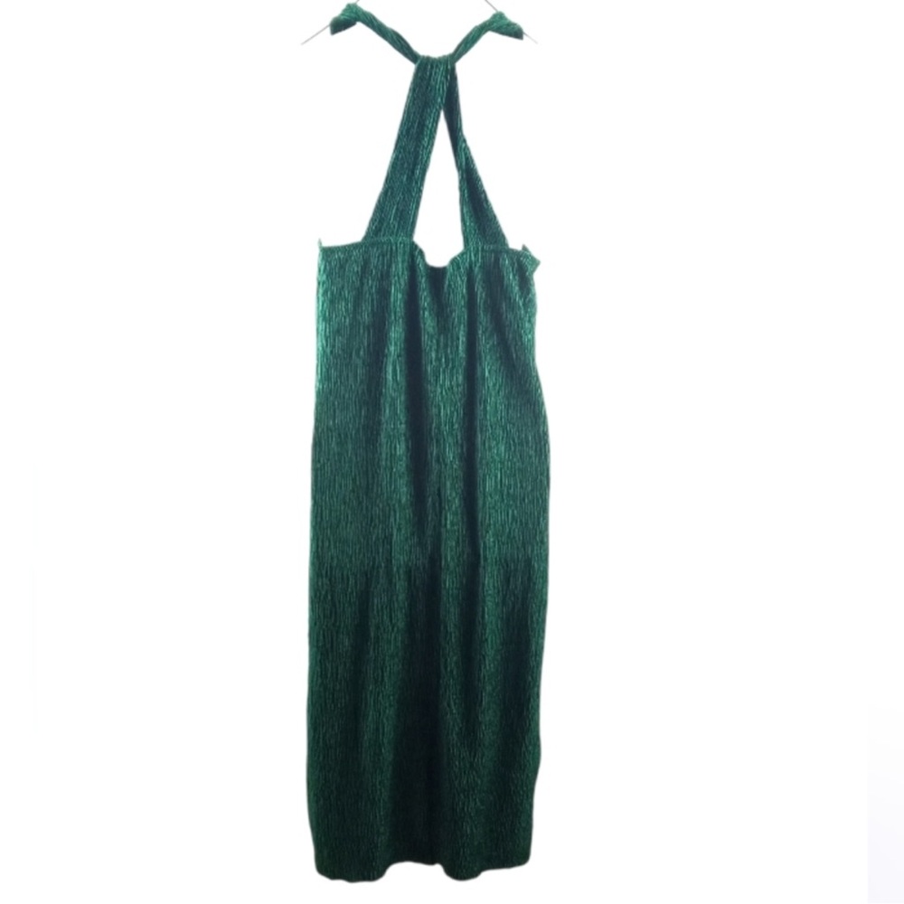 Maeve Adrienne Twist-Back Velvet Midi Dress in Green - Picture 4 of 8